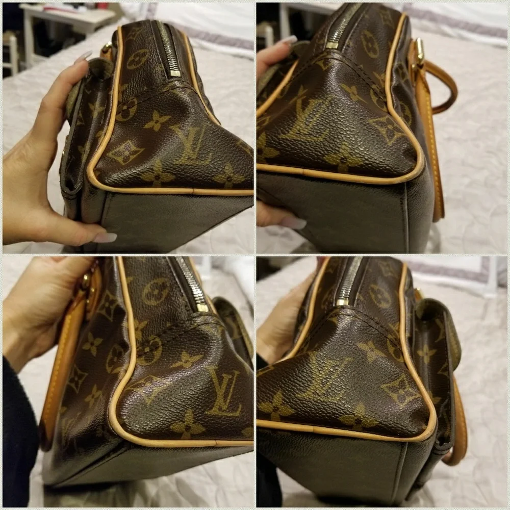 Louis Vuitton Brown Monogram Satchel with Tan Trim and Gold Hardware